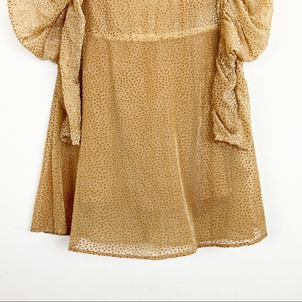 H&M Puff Sleeved Mini Dress in Dark Beige, Size 4 - Picture 5 of 16